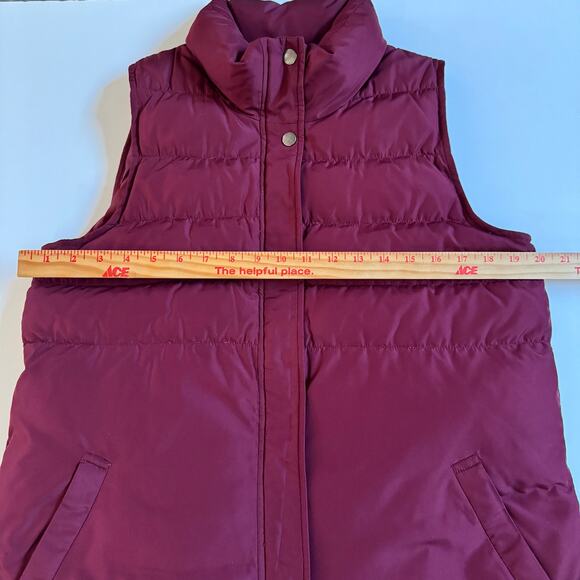 J. Jill Puffer Vest Womens Front Zip Snap Pockets Goose Down Size Small EUC Plum - Picture 5 of 9